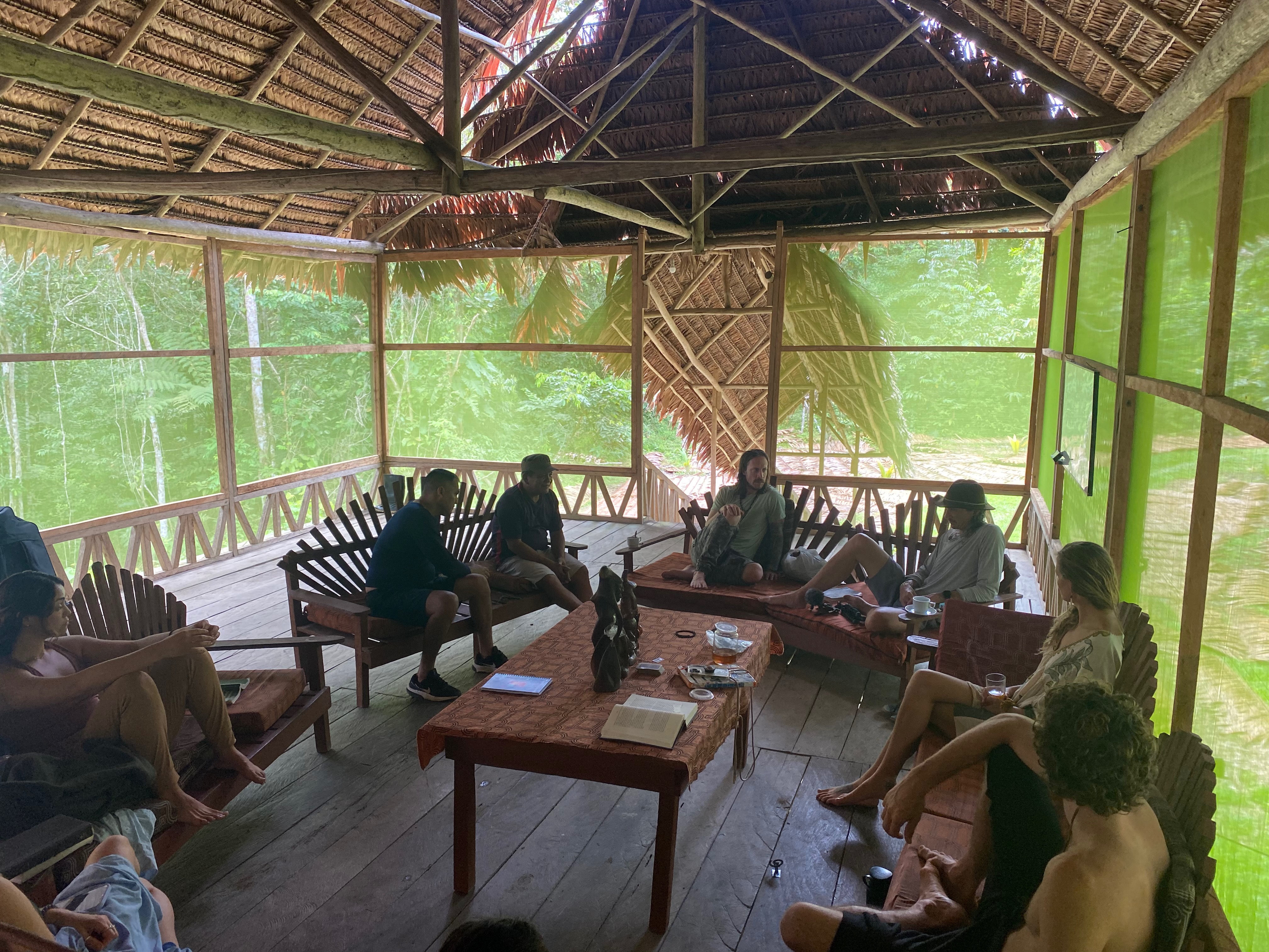 Morning sharing circle in the maloca